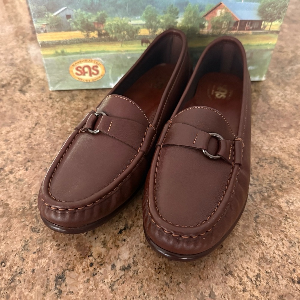 SAS Jewel Women’s Leather Comfort Loafer Cinnamon Brown Size 10M made in USA